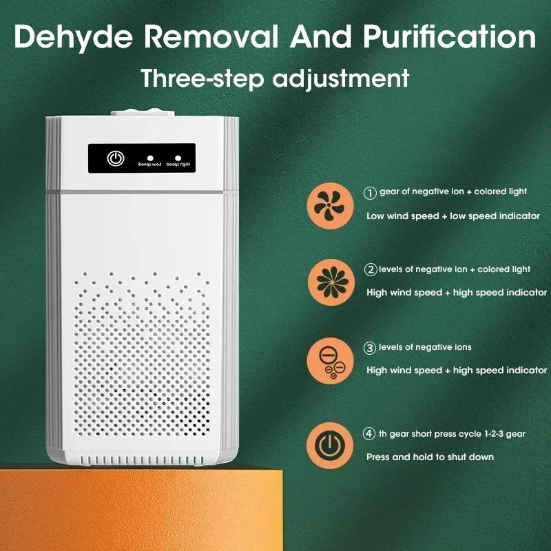 Smart Air Purifier 3-Speed Formaldehyde Air Cleaner Household Negative Ions Generator, Filter Purification, Desktop Air Purifier
