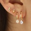 4PCS Luxury Star Moon Stainless Steel Zircon Stud Earrings Set For Women Simple Flower Earring Classic Huggie Daily Jewelry