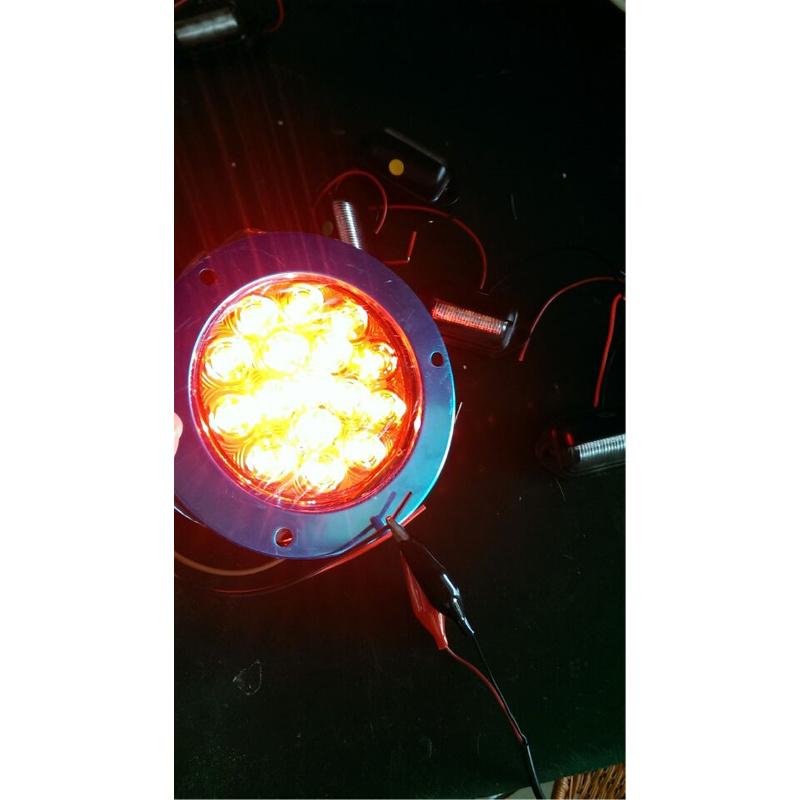 New Car Truck 16-LED 12V-24V Round Clear Lens Red Tail Lights Back-up Reverse Lamps