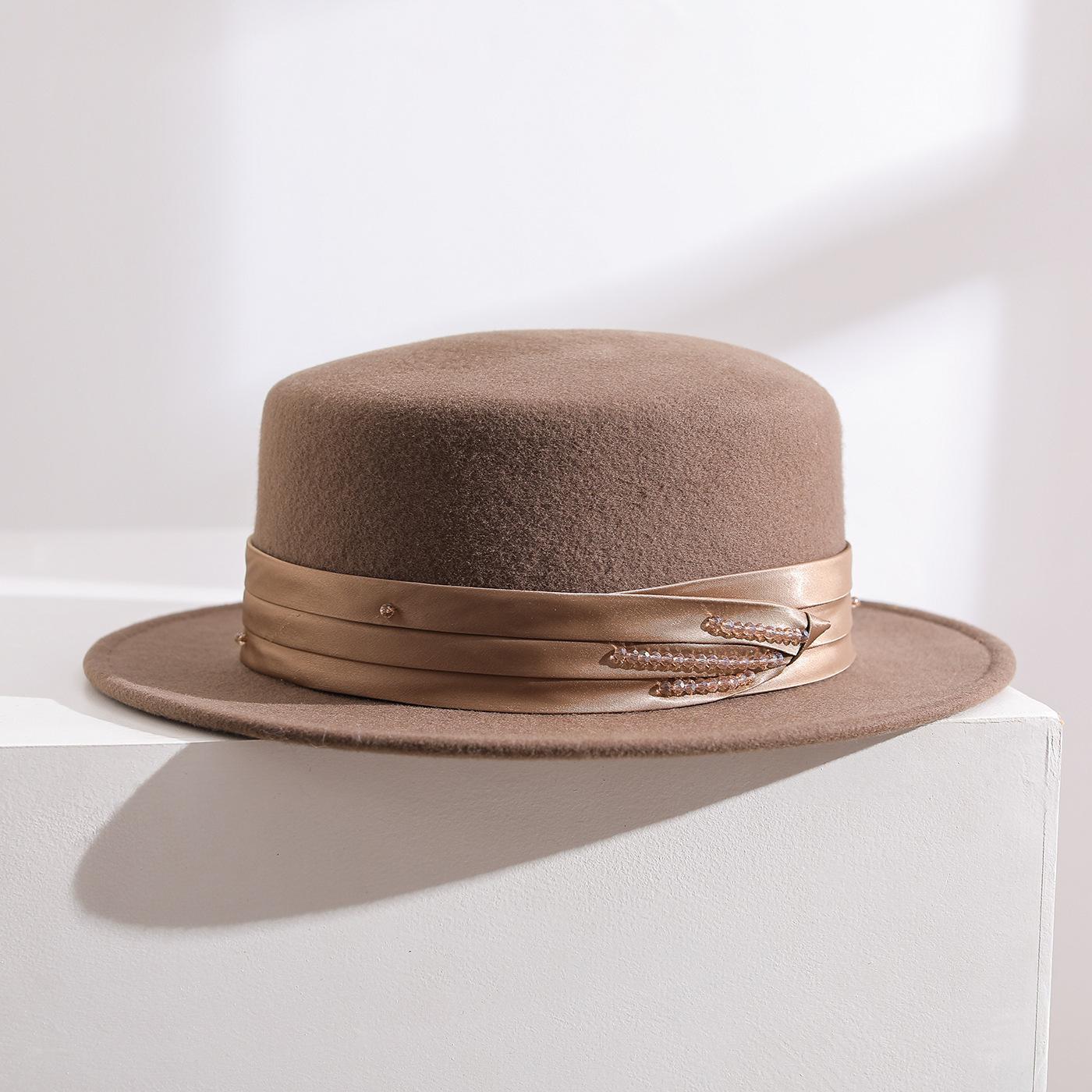 

Simple fashion wool jazz hat men s and women s English French bump top curly small top hat Panama Classic Gentleman Hat 56-58CM