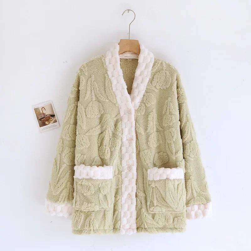 

Обновленная Зимняя Цельная Пижама из Фланели с Утолщенным Коралловым Флисом Женская Очаровательная Домашняя Одежда для Сна с Длинным Рукавом M