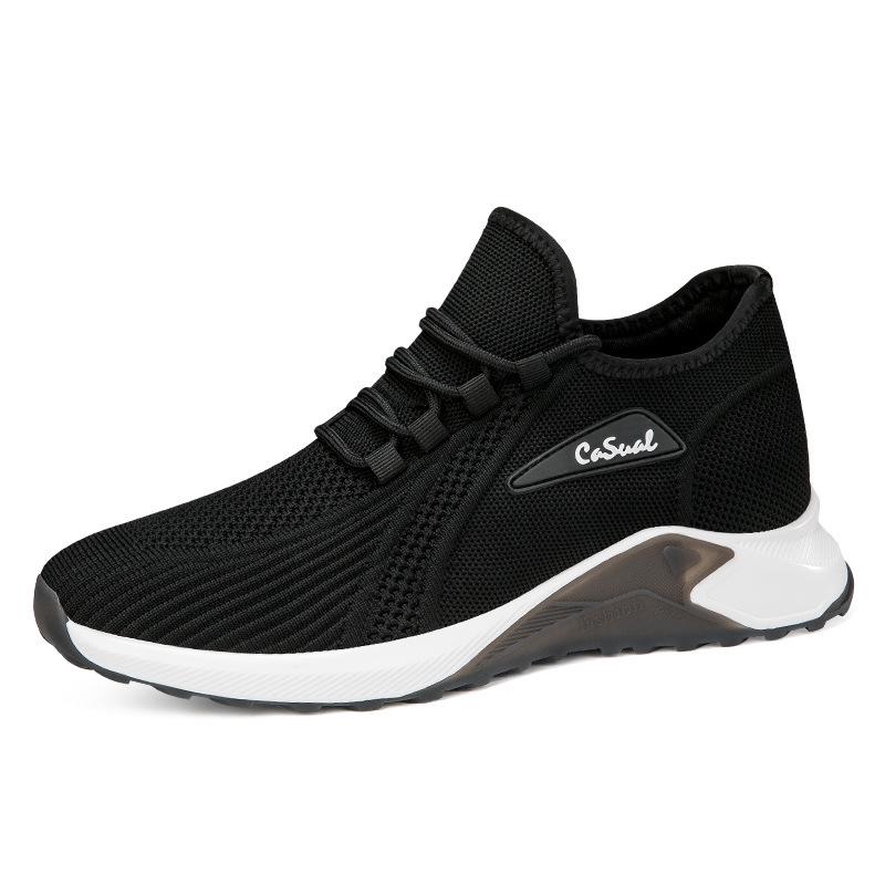 Men s Height-Increasing Flyknit Low-Top Mesh Running Shoes - Lightweight, Breathable, Thick Sole, Spring/Summer. 41