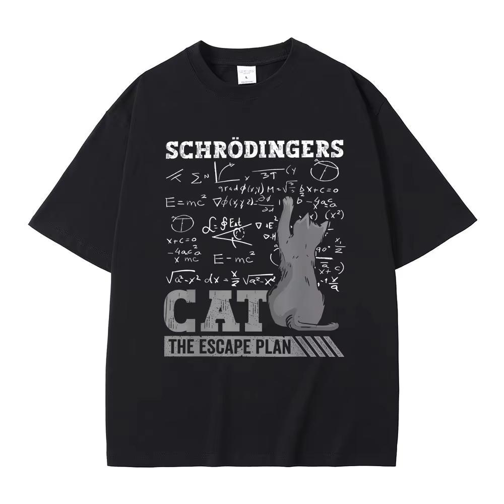 Schrodinger Cat The Escape Plan Funny Meme Graphic T Shirts Men Women Casual Tshirt Male Cotton Vintage New Tshirts M