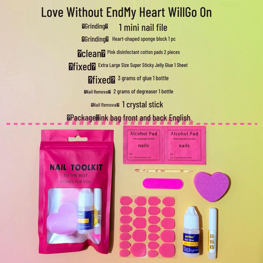 Cross-Border Nail Tool Kit: Mini Nail File, Glue, Disinfection Pads, Crystal Stick & Jelly Glue
