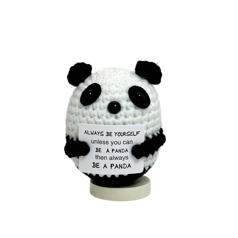 Funny Crochet Emotional Support Bear Doll With Card Desktop Ornament Handmade Knitted Pig Dolls Christmas Gifts Home Decoration