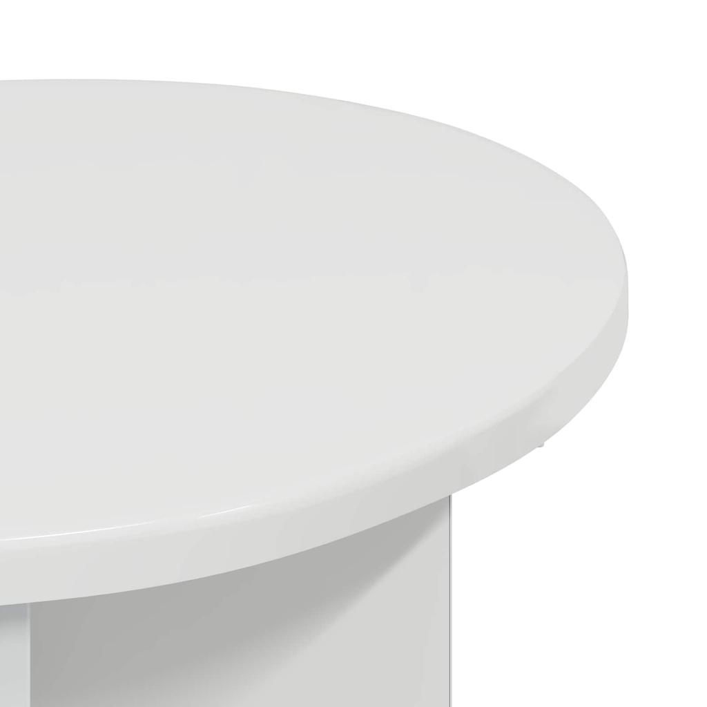 Side Table Set 2 Pcs High Gloss White Ø 39 X 38 Cm Engineered Wood