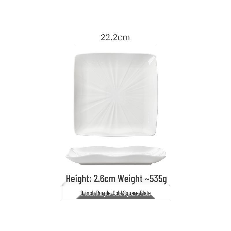Elegant Bone China Square Ceramic Plate for Western Cuisine