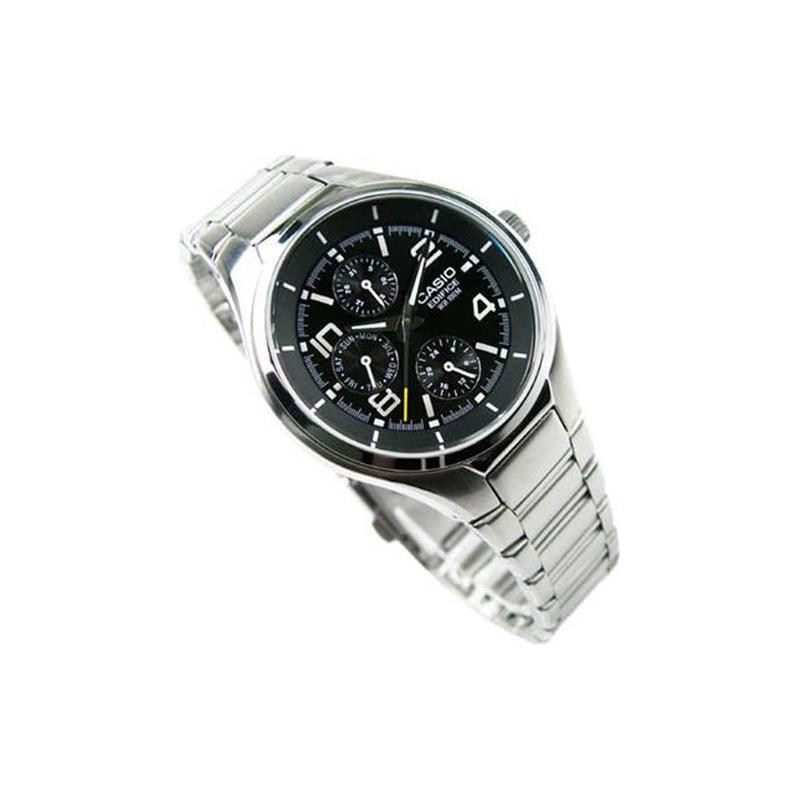 Casio EDIFICE Stahlarmband Zeiger Quarzwerk Edelstahlarmband Japanische und Koreanische Uhr Herrenuhr Schwarzes Zifferblatt EF-316D-1AVEF