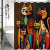 Royal Cat Shower Curtain, Home Decor with 12 Hooks