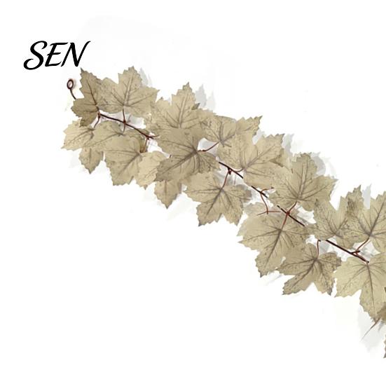 Artificial Fall Leaves Vine Maple Leaf Garland, 3.3FT Bendable Autumn Foliage Vine, Front Door Garland Plant Decor for Thanksgiving Halloween