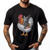Cat Riding Chicken Tuxedo Cat On A Chicken Printed T-Shirt Graphic T Shirts Letter