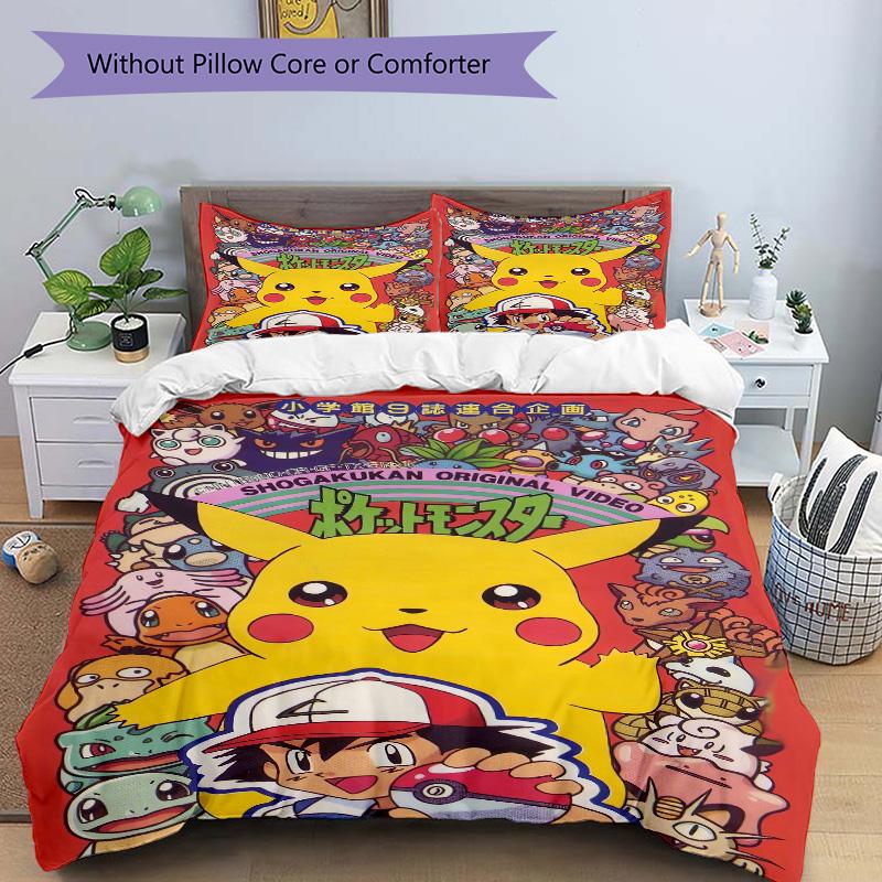 Pikachu Adventure Quest Print 3Pcs Bedding Setduvet Cover With 2 Bedropillowcase Home Birthday Gift
