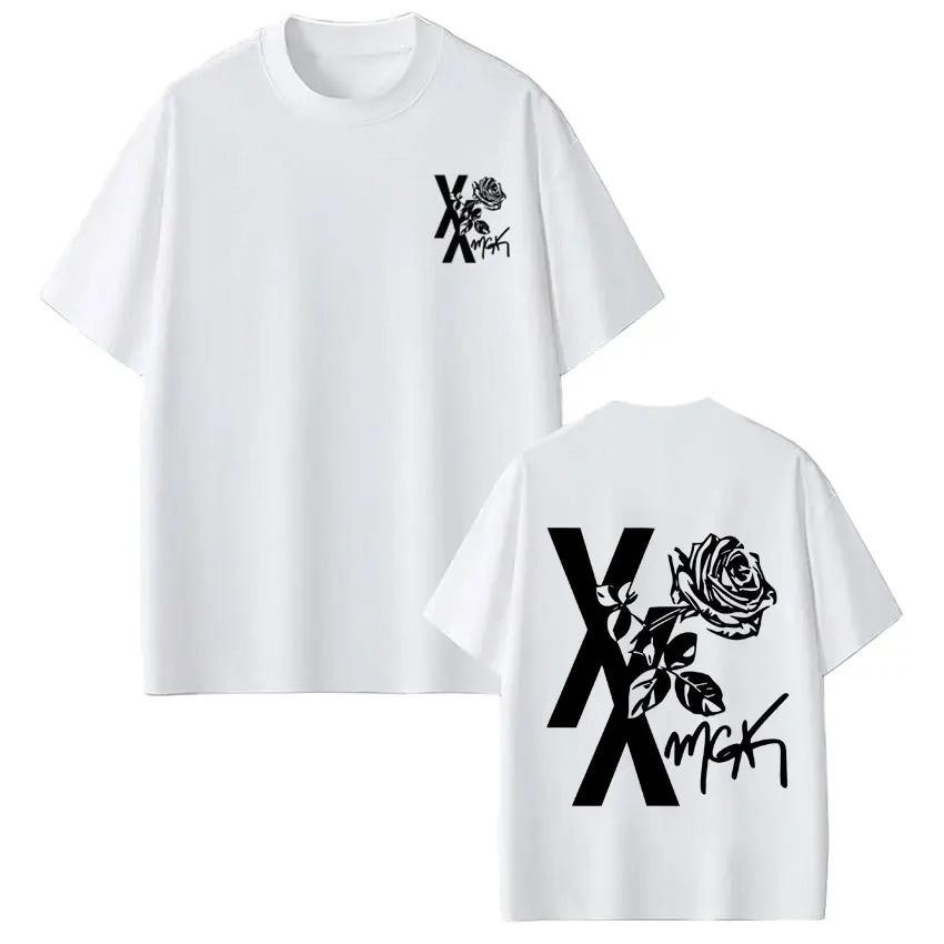 Camiseta de Moda Hip Hop Unisex para Mujer Camiseta con Estampado del Tour 2026 Lost Americana de MGK Manga Corta Holgada Casual Camisetas de Algodón Oversize