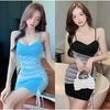 Bar Bouncy Women's Shoulder Babes Sweet Cool Sexy Straps Cross Splicing Mesh Suspender Dress