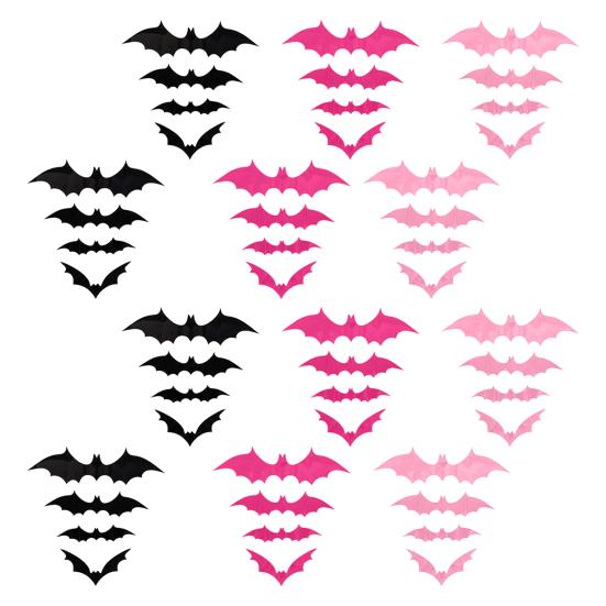 72/120Pcs 3D Bat Wall Stickers Realistic Pattern Easy to Install Wall Decals Halloween Decorations Party Supplies