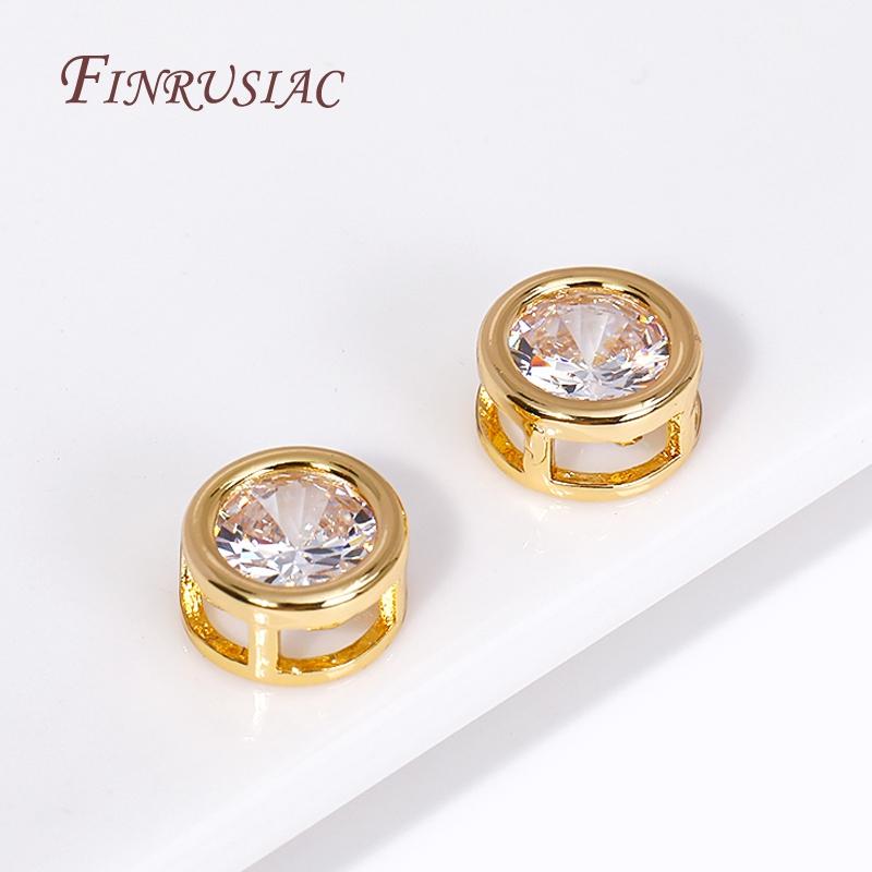 Trendy 18K Gold Plated Brass with Zircon Round/Heart Spacer beads,Separators For Beads,DIY Jewelry Making Supplies Wholesale