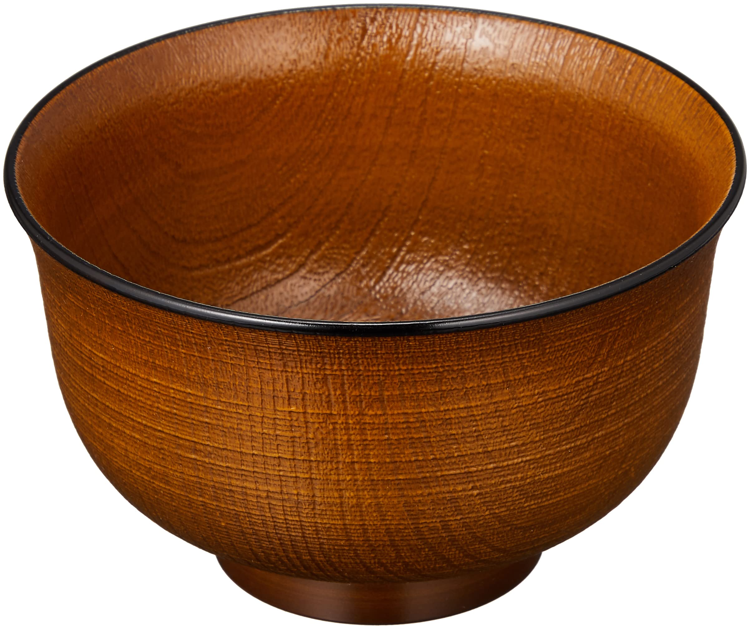 Yamanaka Lacquerware Dishwasher Safe Rimmed Zelkova Wood Grain Soup Tochigi Lacquer Finish M15233 Microwave-Safe Bowl,