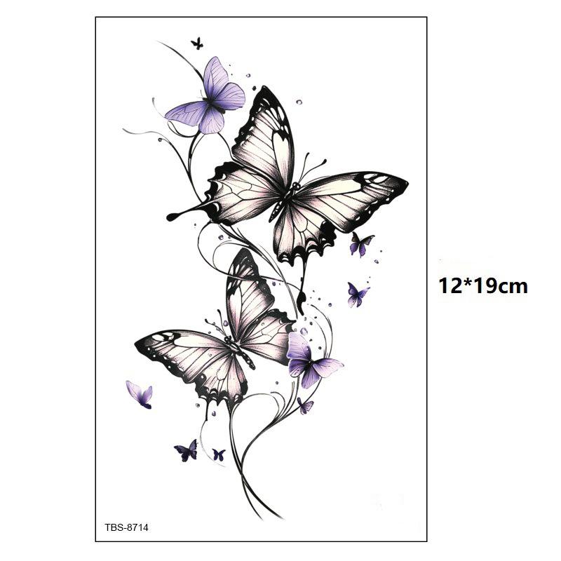 1Pc Fashionable Cool Temporary Tattoo Sticker, Colorful Couple Fake Tattoo, One-Time Use Butterfly Design