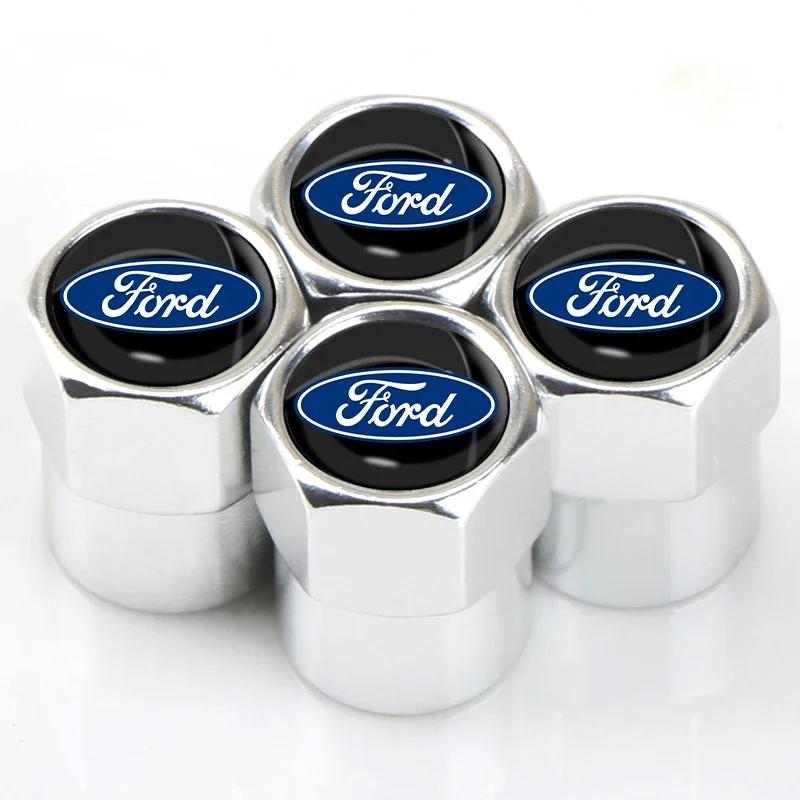 

New 2026 Car Sticker Ford New 2025 Hot 4Pcs 3D Aluminum Alloy Car Wheel Tire Air Valve Dust Caps Rim For Ford Escape Kuga Mondeo