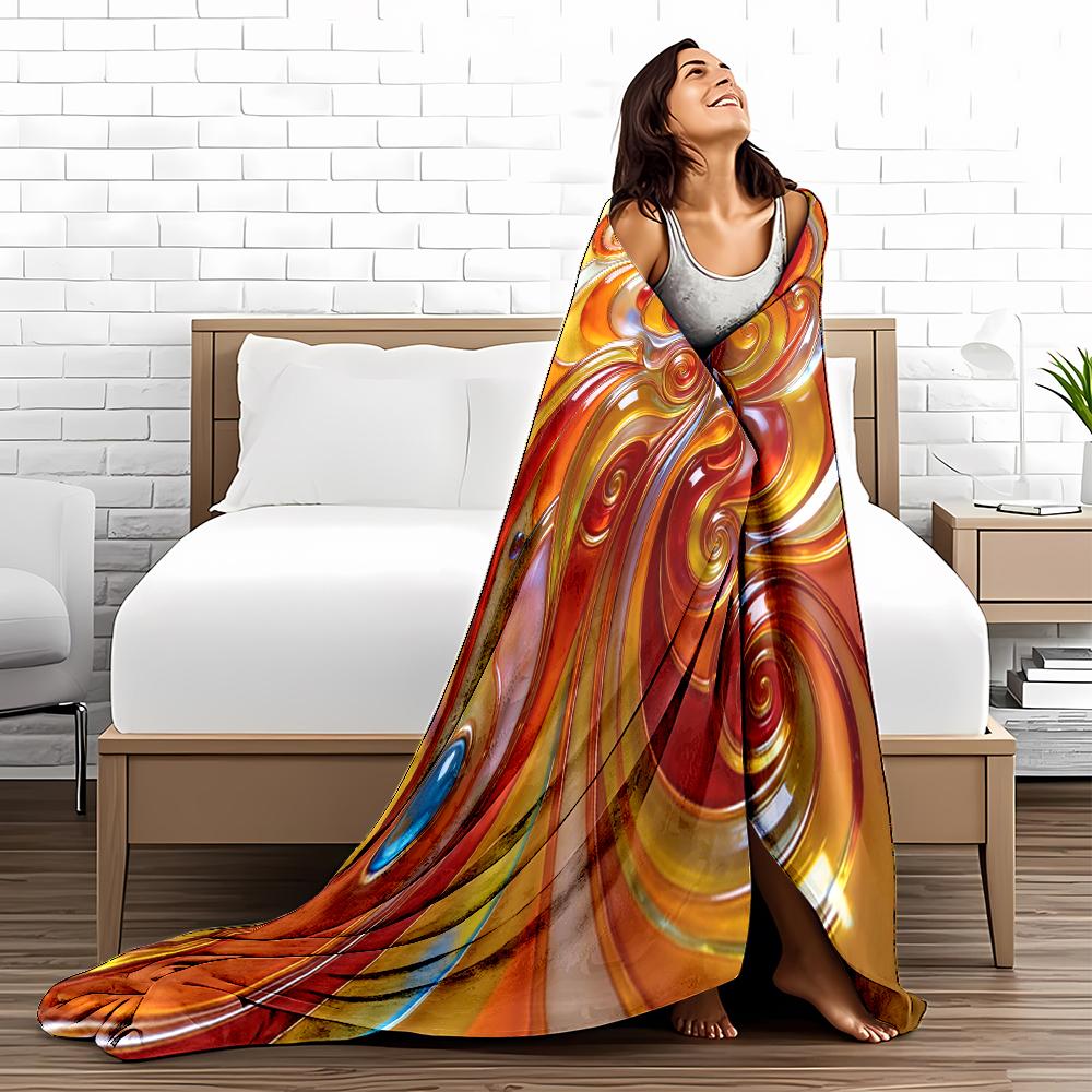 Abstract Swirl Pattern Blanket In Vibrant Red and Yellow Colors Blanket, Suitable for Use In the Bedroom, Living Room, On the Sofa