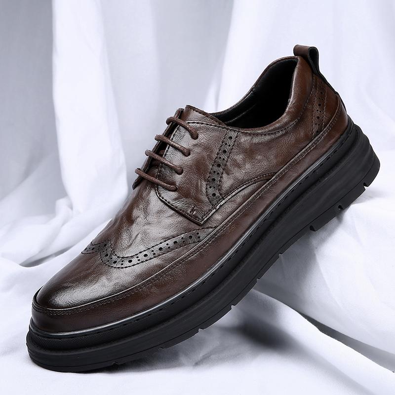 

High Quality Leather Mens Formal Shoes Lace Up Fashion Men Casual Oxford Shoe Ouotdoor Male Footwear Wedding Party Men Low Shoes 43 коричневый