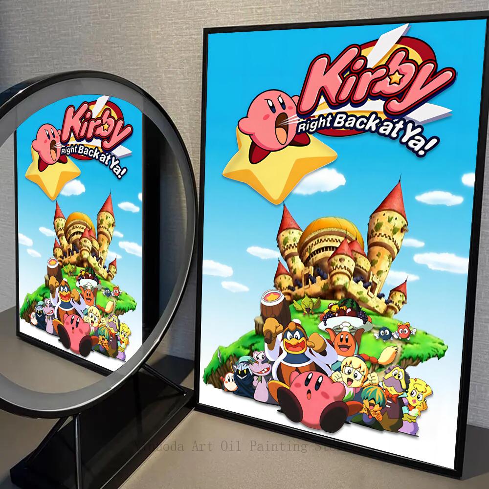1 buc Poster Kirby Autocolante Poster Artă Picturi Murale de Perete Decor Decor Sală de Jocuri Cadouri Kawaii Pictură HD Pisică Mașini