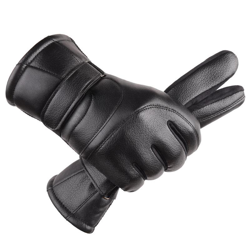 Men and women autumn and winter riding leather gloves motorcycle warm piled thickened cold and windproof cycling cotton gloves