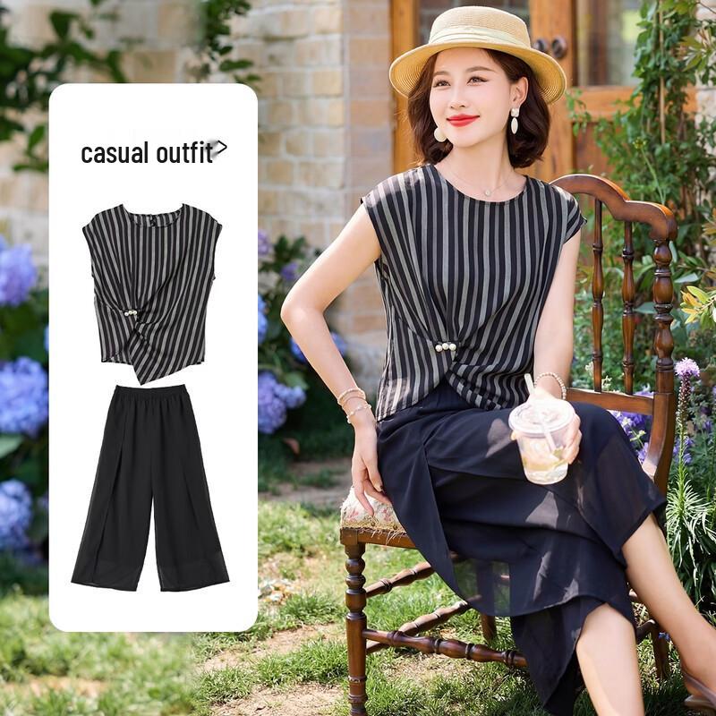 Women s Summer Casual Wide-Leg Pants Set 3XL