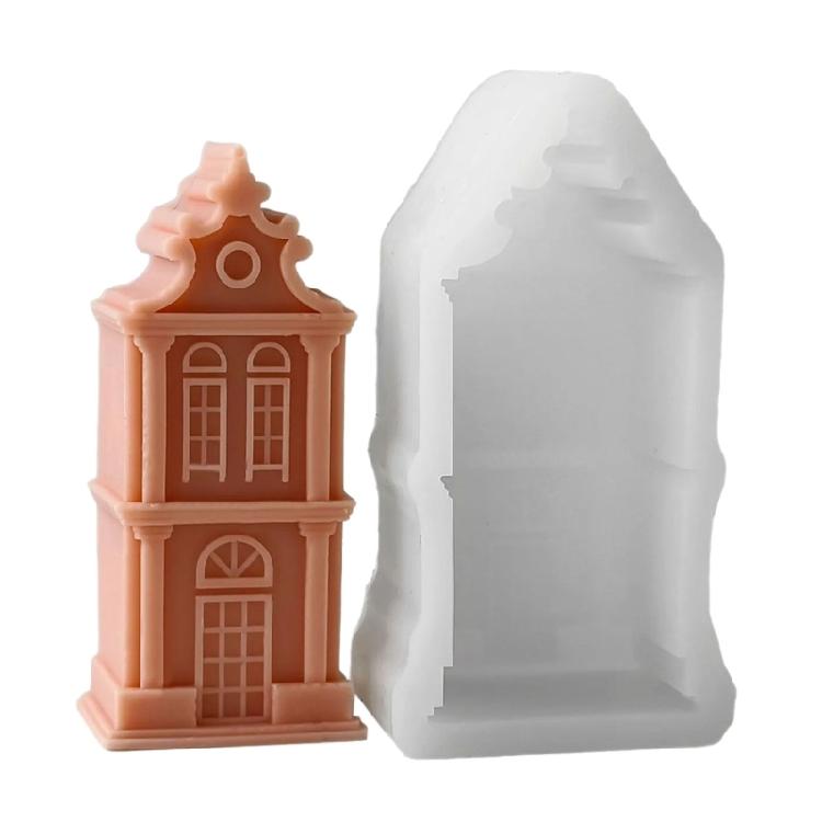 

Silicone Moulds 3D House Candle Molds Handmade Ornament Molds Epoxy Resin Molds Plasters Molds for Candle Making