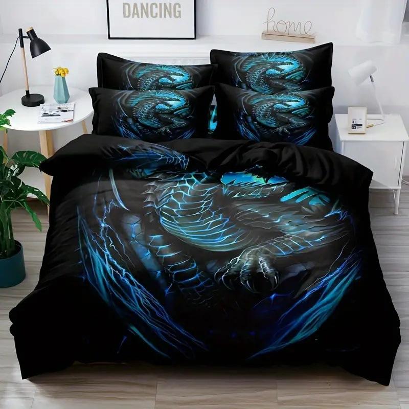 Dream Feilong Digital Printing Three-Piece 3D Duvet Set Kit Direct Sales