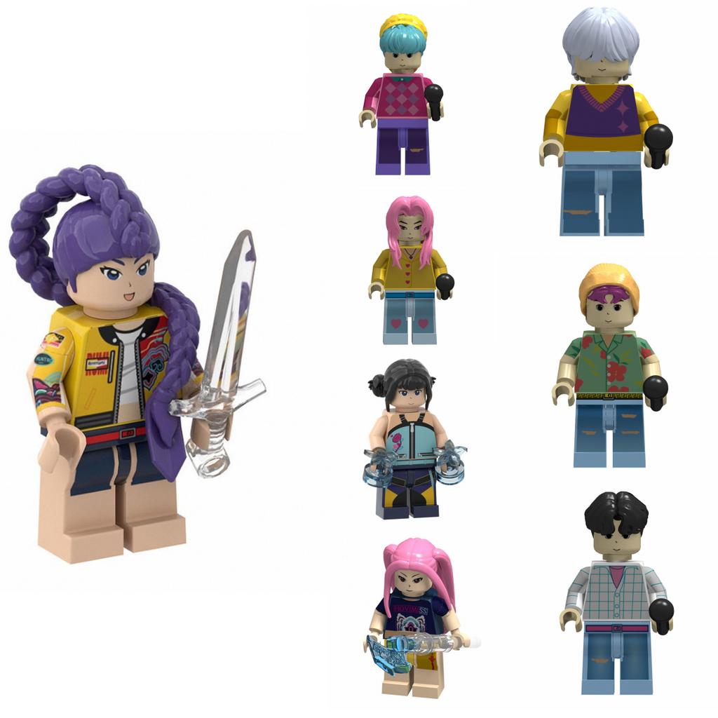 KPop Demon Hunters, a Group of Demon Hunters, Build Blocks with Lumi and Assemble Toy Building Blocks with Dolls