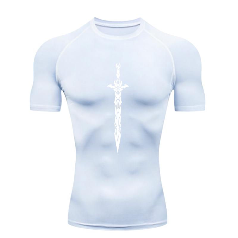 Black Sword Design Men's Sports T-Shirt Training Fitness Compression Workout T-Shirt Quick Dry Short Sleeve