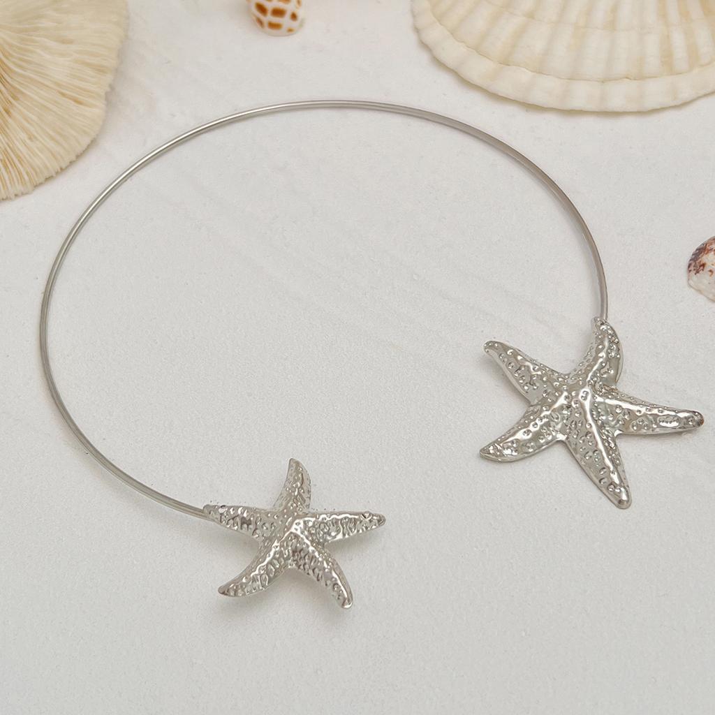 Creative Ocean Beach Wind Starfish Open Collar, Simple Flower Short Choker Collar for Women