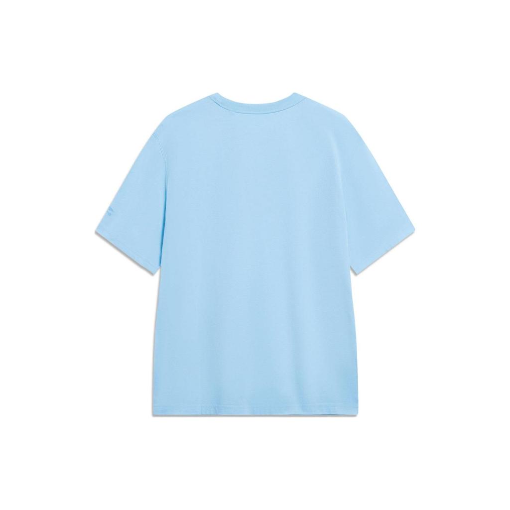 Li Ning Sports Lifestyle Series Logo Print Round Neck Short Sleeve T-Shirt Men Tops Ice-Blue AHST175-2