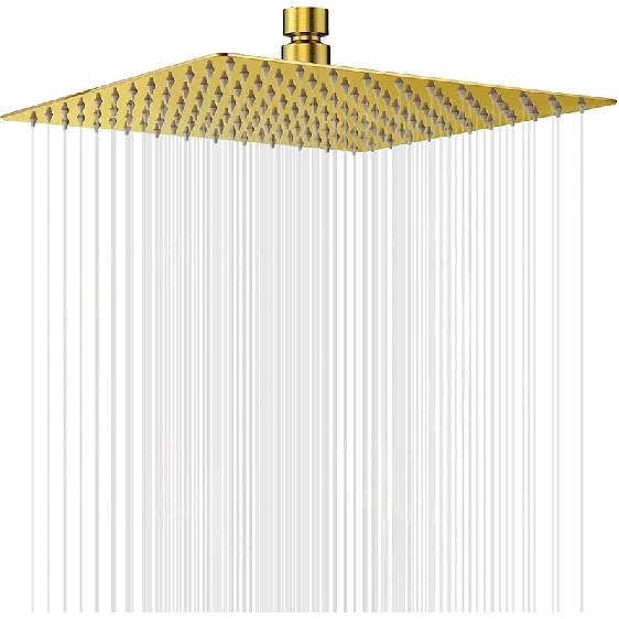 Rain Shower Head 12 inch (30x30cm) High Flow Large Rainfall Shower Head with Self-cleaning Silicone AISI 304 Waterfall Showerhead Ceiling or Wall