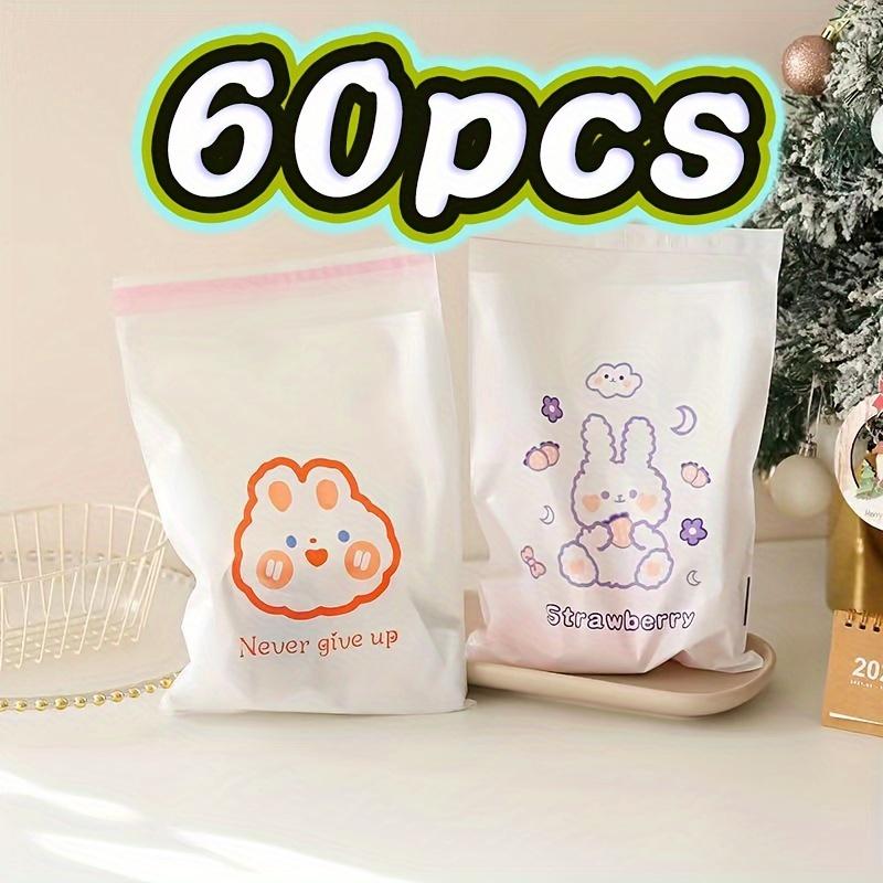 60 Pack Disposable Plastic Trash Bags with Cute Printed Designs Multipurpose Self-Adhesive Garbage Bags for Home, Office, Car, Living Room Outdoor Use