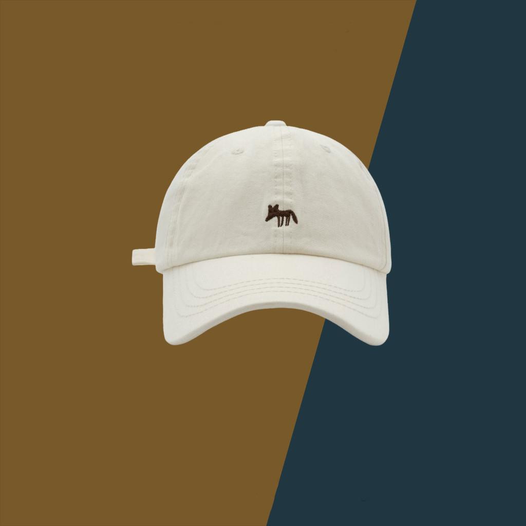 Cute Fox Embroidered Baseball Cap For Women Men Casual Spring Summer Fashion Accessory Beige