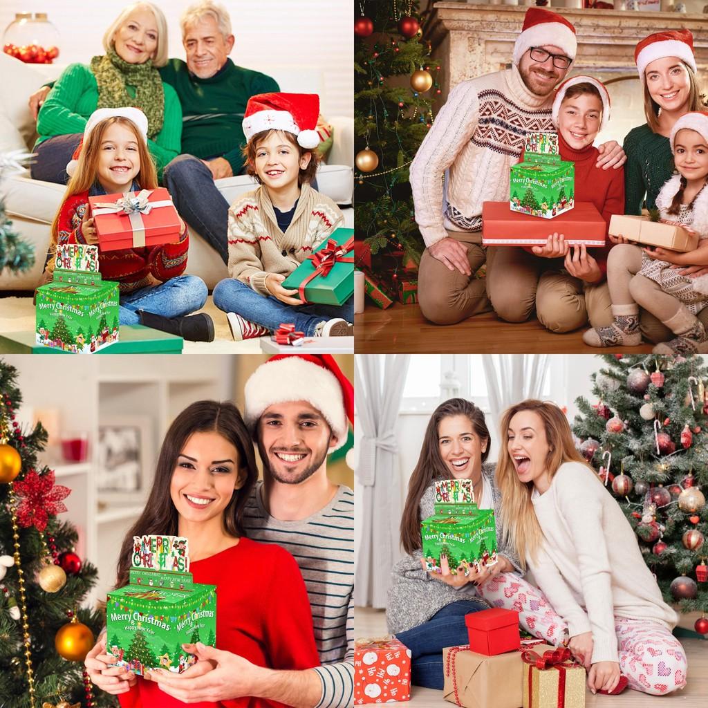 Тематическая вечеринка Рождественская подарочная коробка Дизайн дерева с зеленым градиентом Праздники