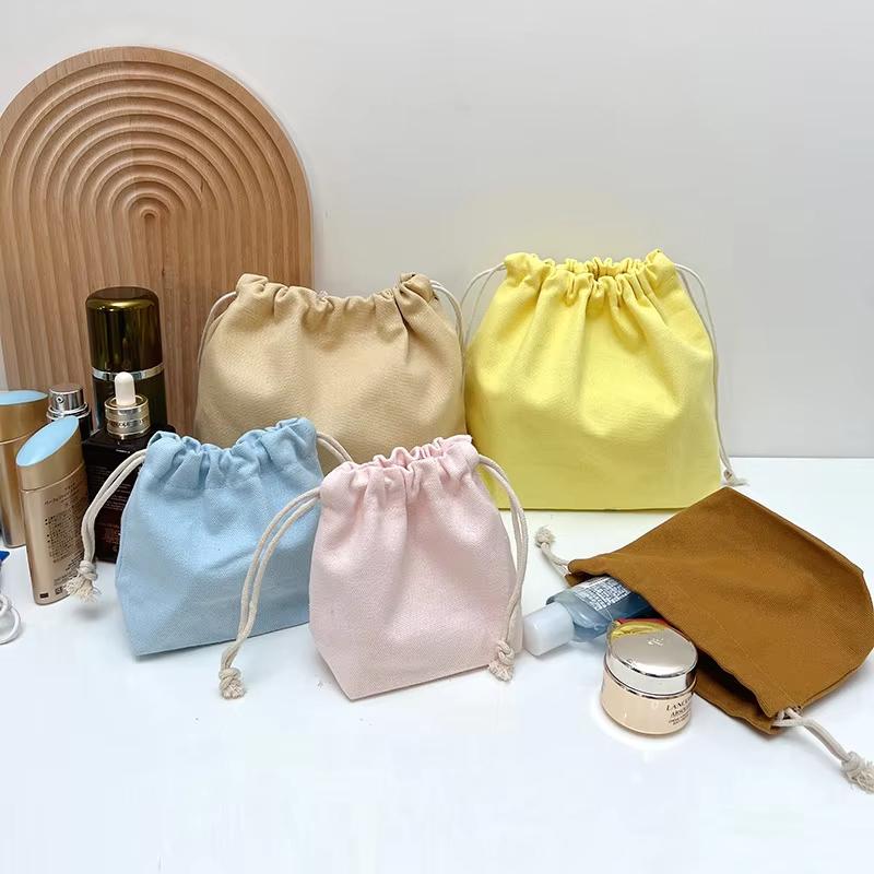 27*20cm Cotton Drawstring Storage Bag White Canvas Bags for Candy Gift Package Pouch Reusable Home Sundries Organize Bags