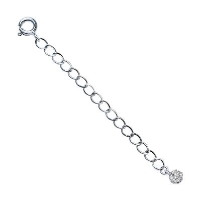 [Sears] Extension Adjuster, Maximum 5cm, Sterling Silver 925 (sv) Necklace Chain with Single CZ Stone, Adjuster Sv-ajs-sj-0004