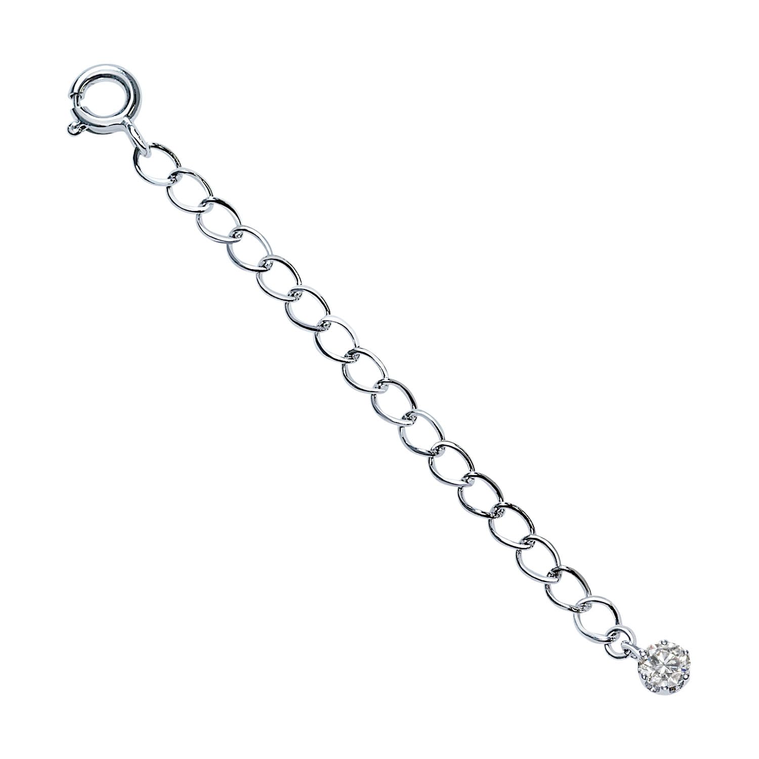 

[Sears] Extension Adjuster, Maximum 5cm, Sterling Silver 925 (sv) Necklace Chain with Single CZ Stone, Adjuster sv-ajs-sj-0004
