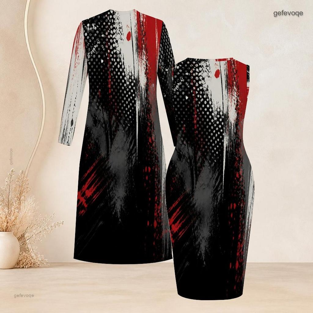 Women Plus Size Printed Two Piece Set Long Sleeve Open Front Cardigan Sleeveless Bodycon Dress Black Pink