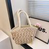 New cotton rope woven bag New Chinese antique hand-woven flower ear handbag Portable large-capacity tote women's bag