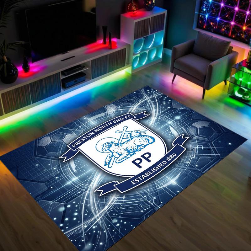 Preston North End Football Design Crystal Velvet Carpet Cozy Non?Slip Printed Rug For Bedroom Living Room Entrance