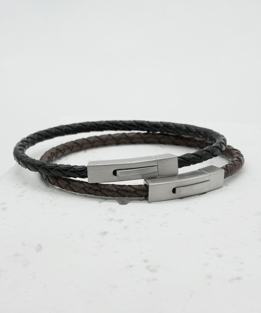 Iamj Simple Click Bar Leather Bracelet (2 Colors)