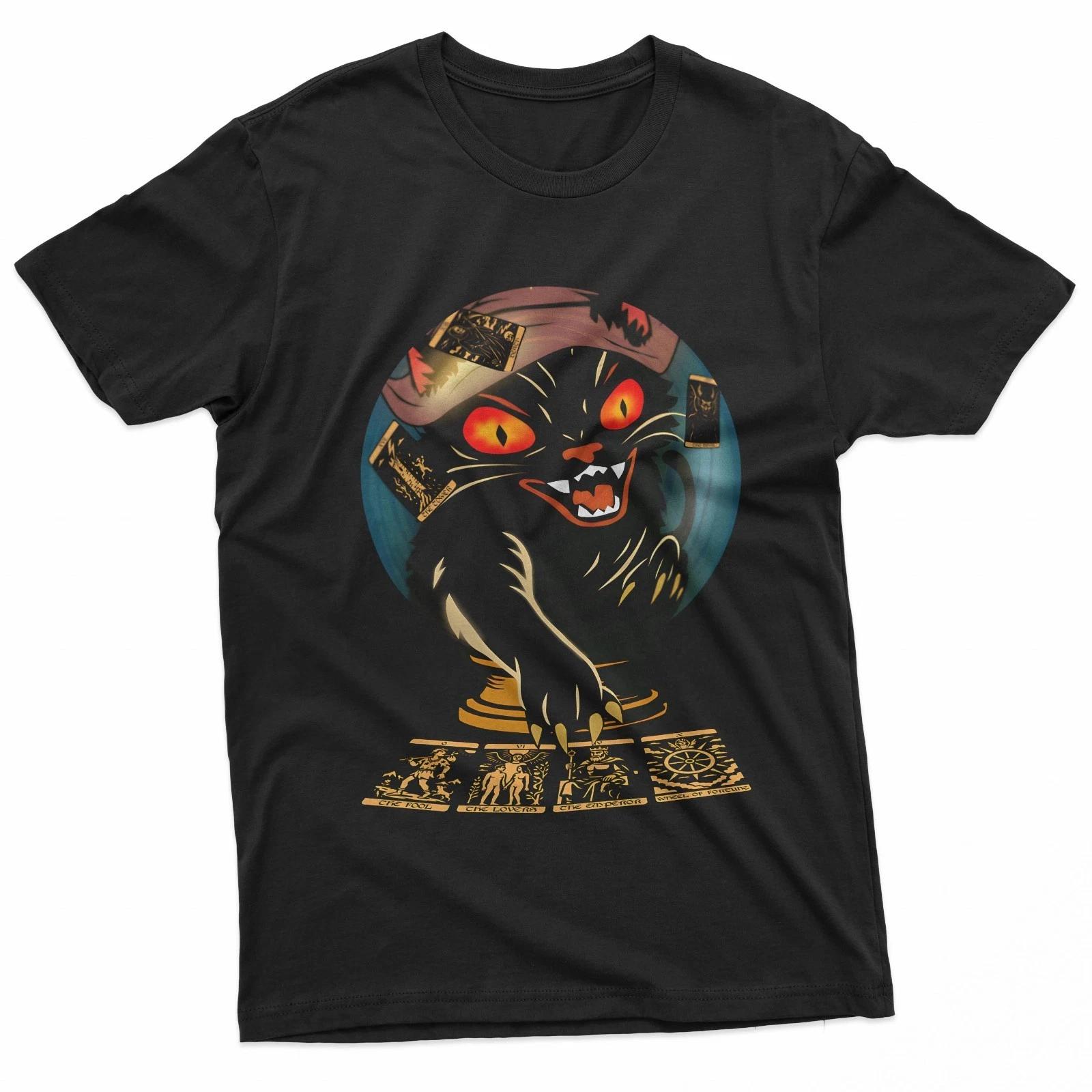 Mystic Black Cat Tarot Reader T-Shirt L