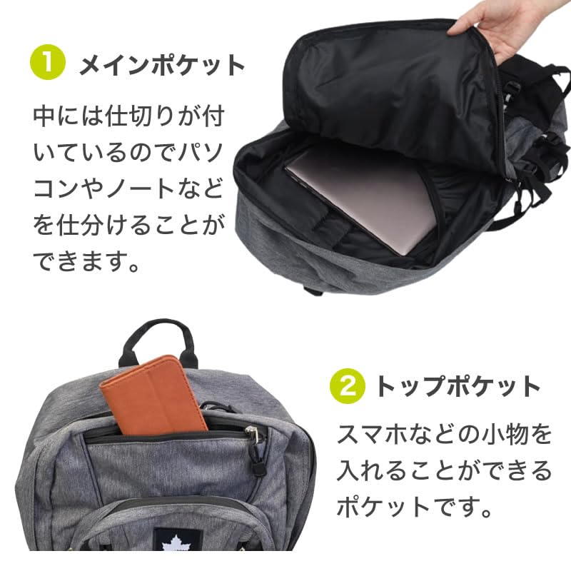 LOGOS Logo Spark Backpack, Large Capacity 30L, Herringbone Pattern, 78-03 (Black)