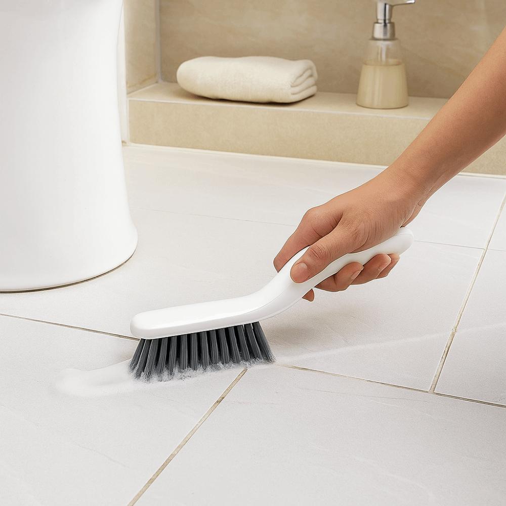 2Pcs 2-in-1 Crevice Cleaning Brush Plastic Hard Bristle Gap Cleaning Brush with Hair Clip Floor Seam Brush Bathroom