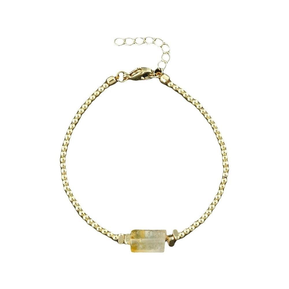 

Vintage Crystal Stone Bracelet Copper Bead Bracelet Irregular Bohemian Style Bracelet Women жёлтый