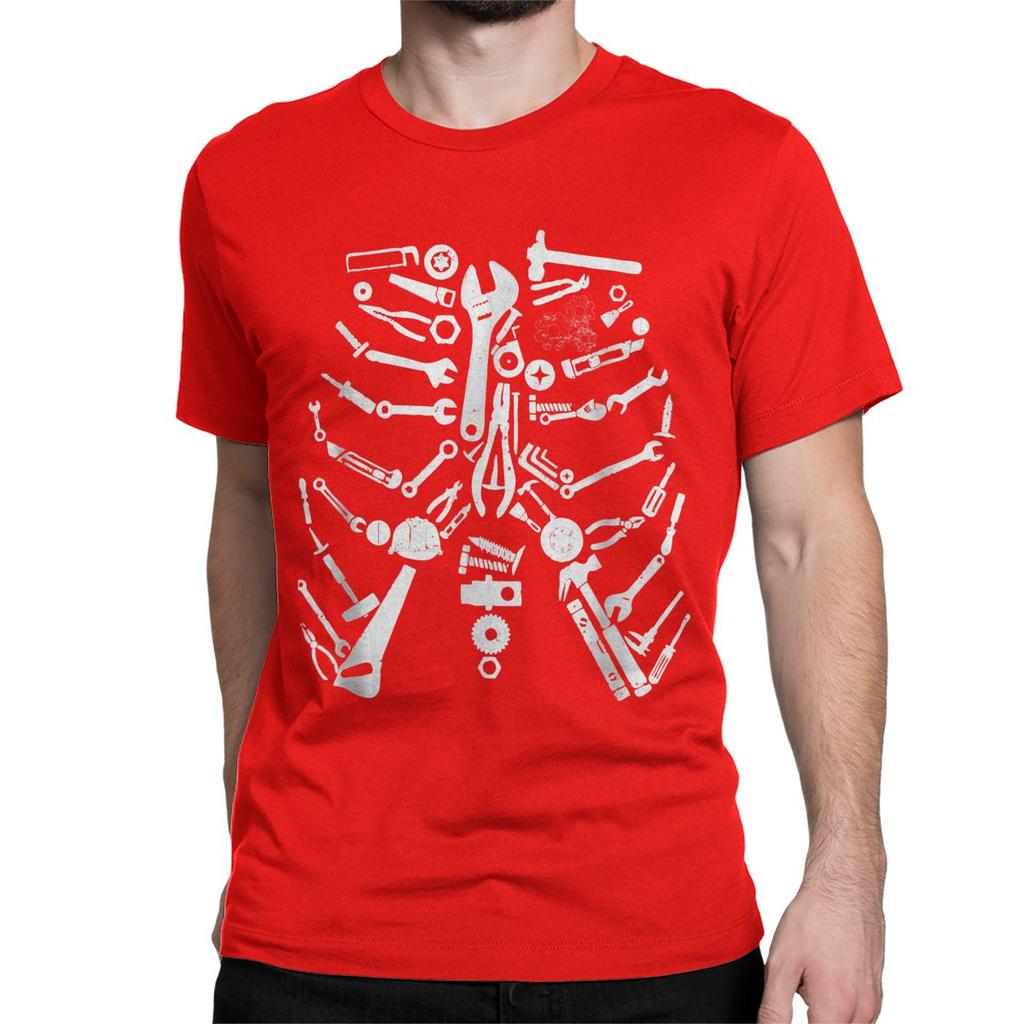 Men Women T-Shirts Mechanic Skeleton Craftsman Funny 100% Cotton Tee Shirt Short Sleeve Tools T Shirts Round Neck Tops Unique